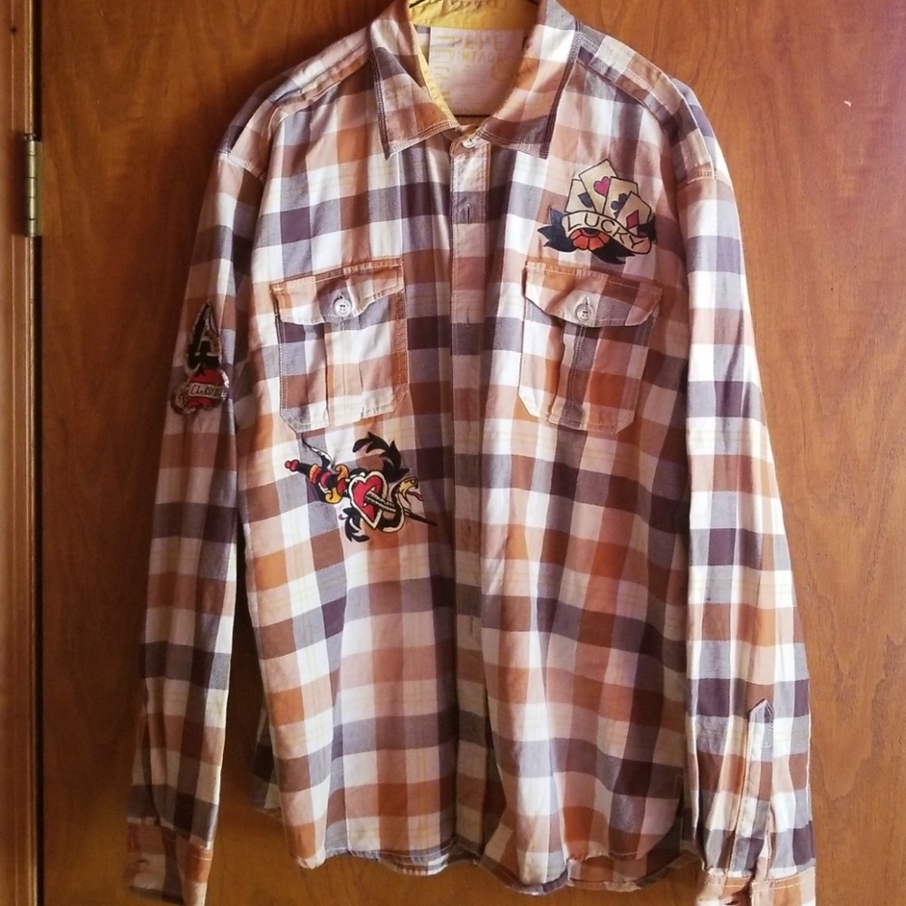 Long sleeve plaid tattoo flash
